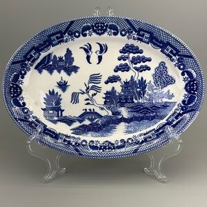 Vintage Japan Blue Willow Oval Platter